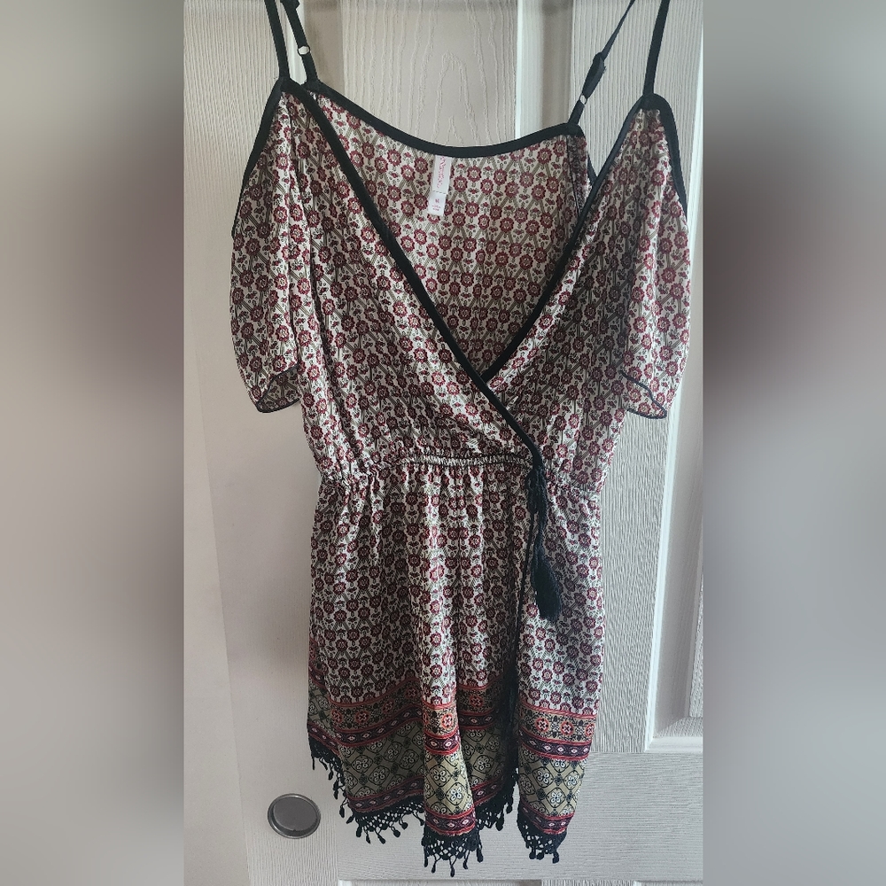 GUC- sexy romper. Black, red and cream. Size M